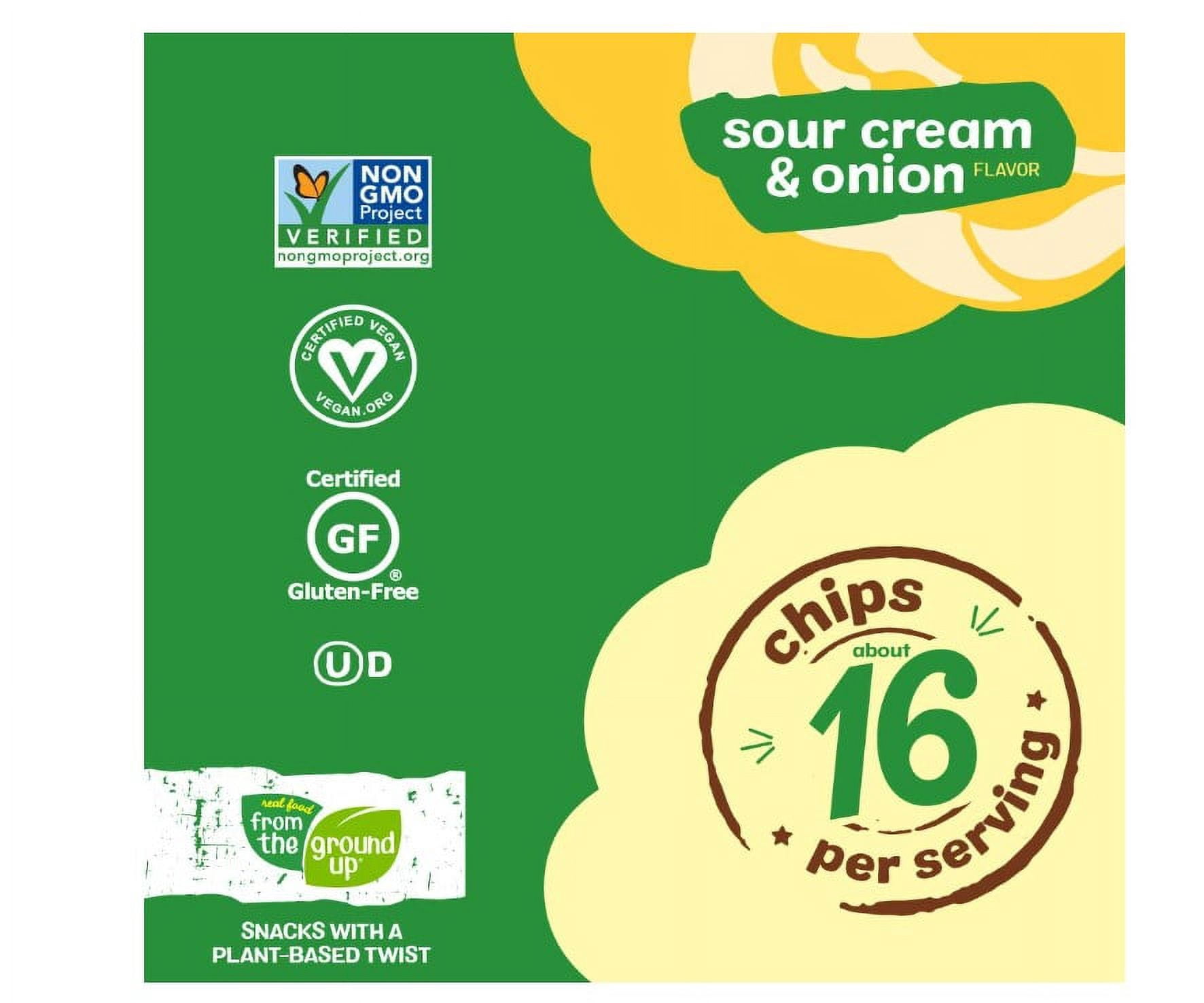 Real Food From The Ground Up Cauliflower Chips, 3.5 Ounces - 6 Pack Snack Bags (Sour Cream & Onion)