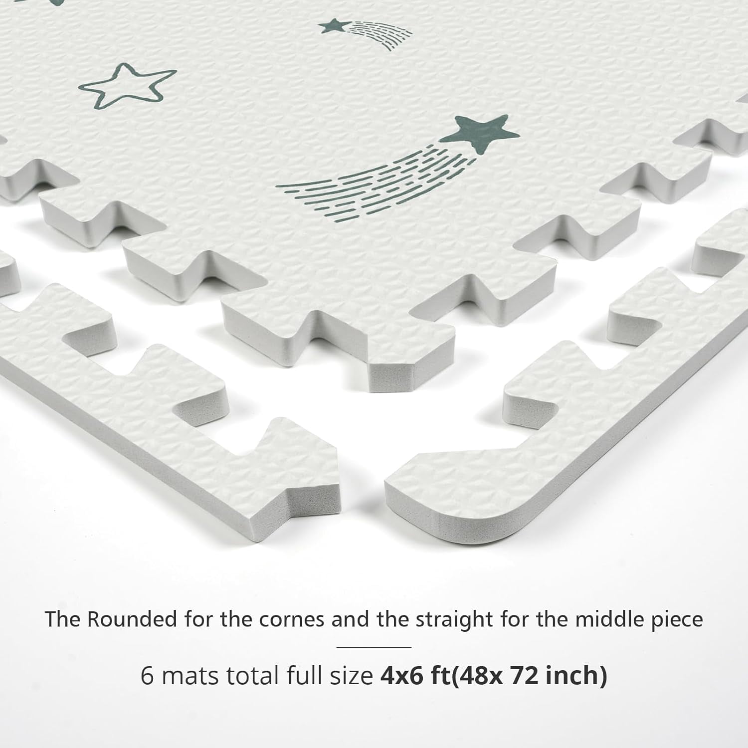PIGLOG Baby Play Mat, 72"x48" Extra Large Foam Floor Mat, 6-Piece Interlocking Tiles with Joy Pattern, Waterproof & Easy to Clean Crawling Mat for Indoor Outdoor Nursery, Playroom