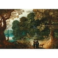 thumbnail image 2 of Sebastian Vrancx 24x18 Gold Ornate Framed and Double Matted Museum Art Print Titled - A Wooded Landscape with an Amorous Couple, 2 of 4