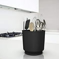 thumbnail image 3 of Extra Large and Sturdy Rotating Black Utensil Holder caddy with No-Tip Weighted Base, and gripped Insert Rust Proof and Dishwasher Safe Kitchen Utensils Holder and cutlery Holder, 3 of 5