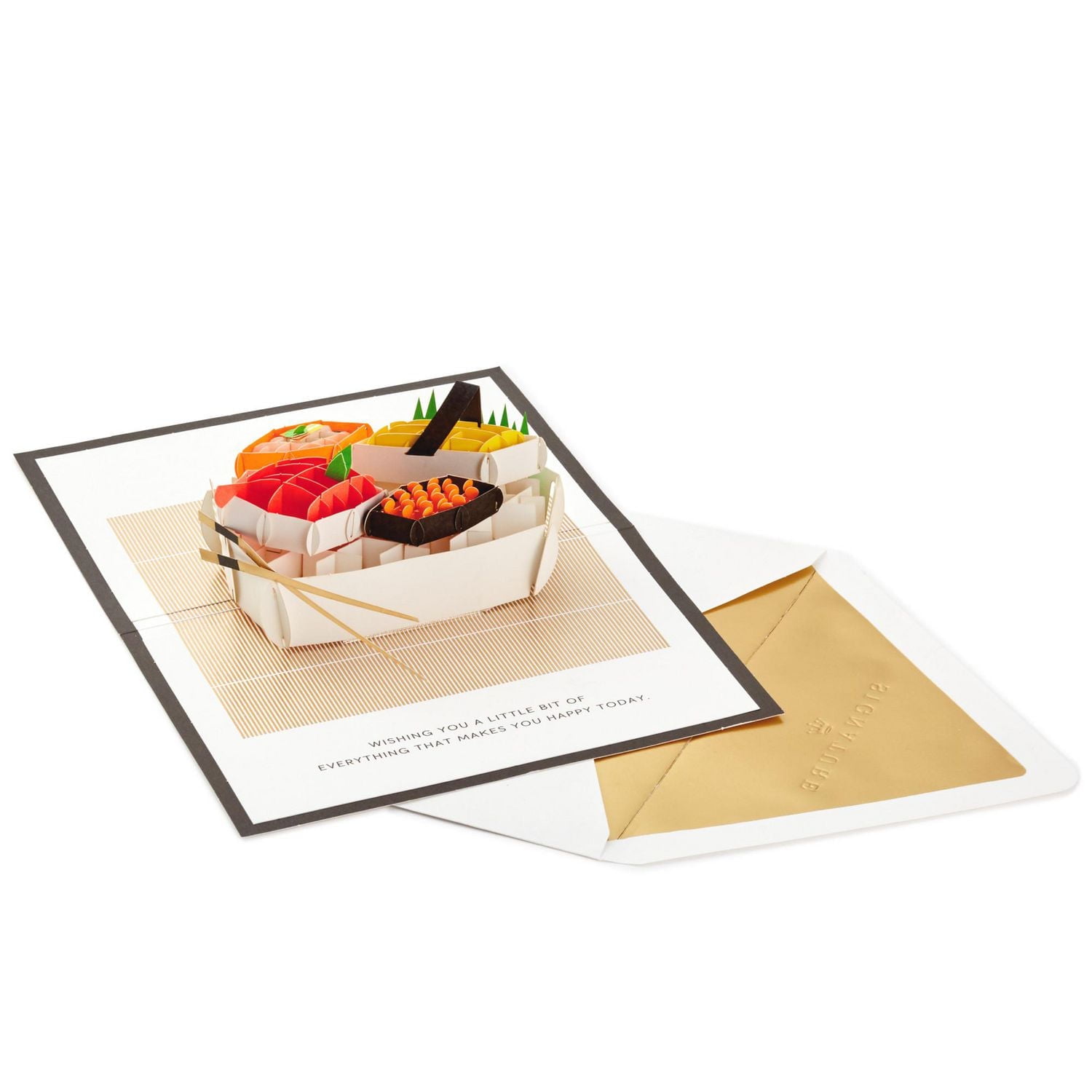 Carte de fête Signature en relief – Paper Wonder de Hallmark (Sushi « Everything That Makes You Happy »)
