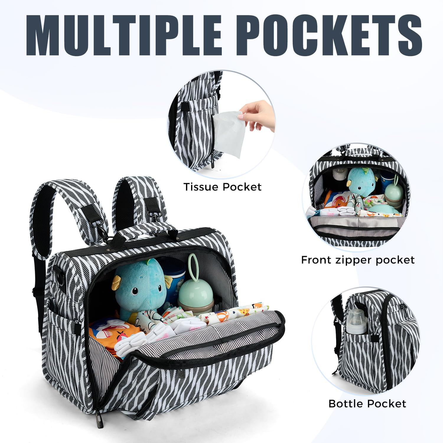 Diaper Bag Large - Convertible Design Converts to Tote Bag, Stroller-Friendly & Waterproof Fabric, Spacious Storage for Baby Essentials