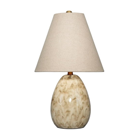 Maklaine Raindrop Ceramic Table Lamp with Linen Shade Off White