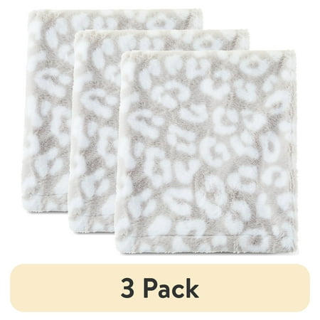 (3 pack) Parent's Choice Premium Plush Baby Blanket for Baby and Toddler, Gray Animal Print, 30" x 40", For Boy or Girl