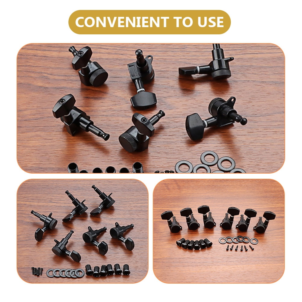 UPOUART  Acoustic Guitar Tuner Pegs Zinc Alloy 6 Pieces Black