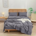 thumbnail image 5 of BESTOUCH Fitted Sheet Only 100% Washed Cotton Linen Feel Easily Fits Deep Pockets up to 17 inch Solid Quiet Shade Grey Queen, 5 of 6