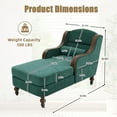 thumbnail image 6 of Chaise Lounge Chair Indoor with Wood Armrest, 53.5" Oversized Couch Reading Chairs with Wood Legs and 2 Side Pockets, Chenille Upholstered Lazy Sleeper Armchair for Living Room, Bedroom, Emerald, 6 of 6