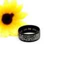 thumbnail image 2 of Uloveido 8mm Muslim Islamic Shahada Ring Black Islam Arabic God Allah Messager Mantra Ring Stainless Steel Wide Band (Black, Size 8), 2 of 7