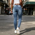 thumbnail image 4 of ClodeEU Women High Waist Skinny Ankle Jeans,Slim Fit Stretch Denim Jeggings with Pockets Blue,Women's Plus L, 4 of 7
