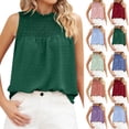 thumbnail image 6 of Brglopf Women's Shirred Frill Mock Neck Tunic Top Swiss Dots Sleeveless Elegant Summer Blouse Loose Fit Cami Tank Tops, 6 of 6