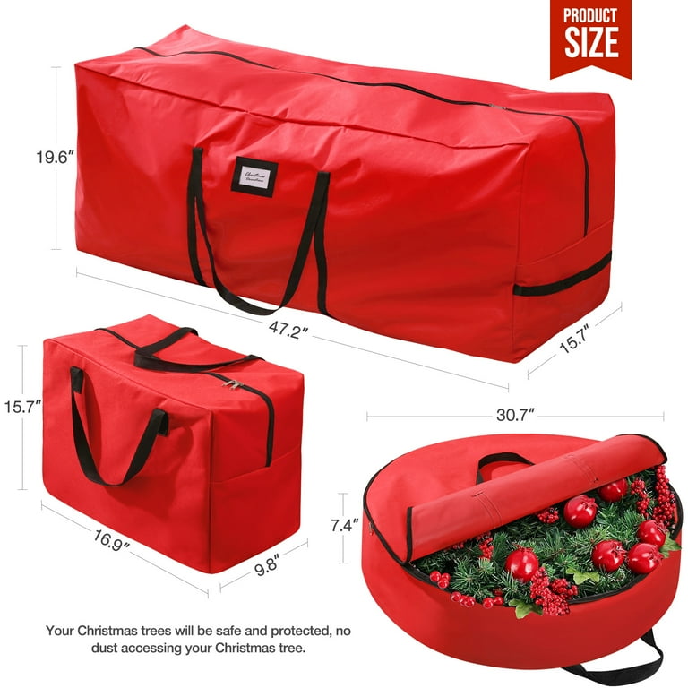 Ayieyill 3Pcs Christmas Tree Storage Bag Christmas Tree Bag for 7.5 FT Artificial Trees Durable Waterproof With Reinforced Carrying Handles Red Walmart
