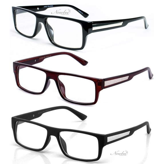 3 Pairs Classic Basic Simple Geeky Comfortable Stylish Reading Glasses with Lanyard