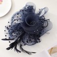 thumbnail image 4 of Jumpingount Tocado de diadema de plumas de flores con clip de plumas de malla de flores, ligero y fácil de llevar mezclado Accesorio para el cabello azul oscuro, 4 of 6