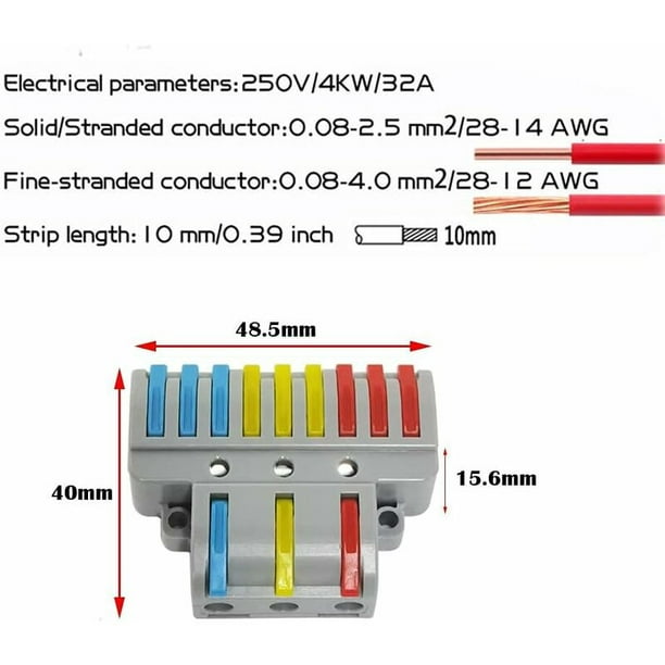 Sucre électrique 3 connecteurs de câbles noir (1.5 - 2.5 mm)