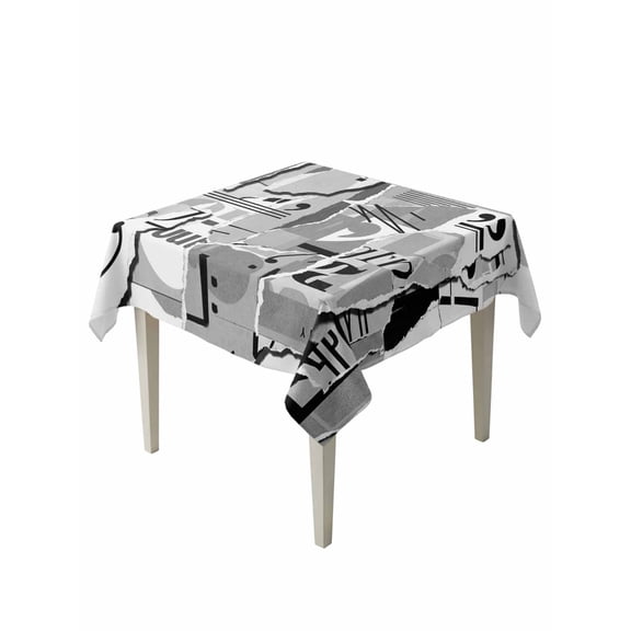 Torn Paper Table Cloth, Waterproof Tablecloth for Square Tables, Vintage Abstract Collage Newspaper Art Reusable Washable Fabric Table Cover for Restaurant Kitchen Dining Tables 60"x60"