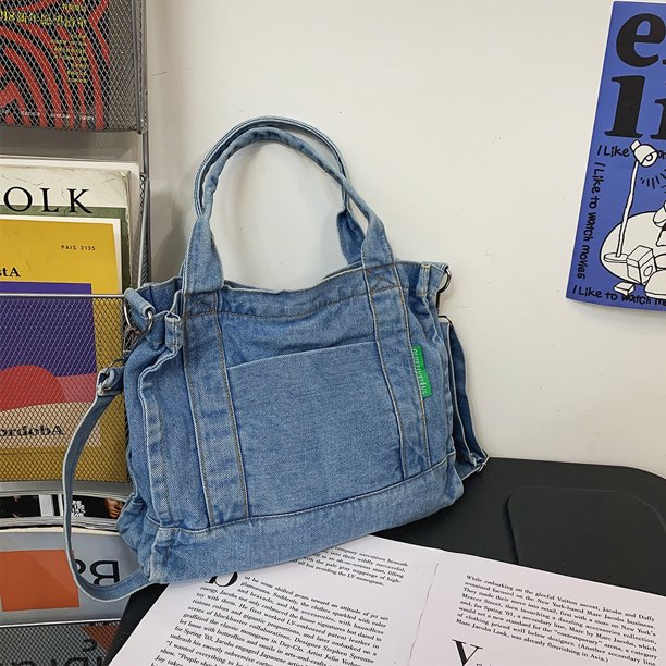 Bolso De Hombro Bolso de viaje de mezclilla Moda grande Casual Correa ajustable Portátil para viajes