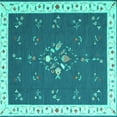 thumbnail image 1 of Ahgly Company Indoor Square Abstract Turquoise Blue Contemporary Area Rugs, 3' Square, 1 of 4