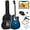 Blue, variant on HarmonyStrings 41in Beginner Acoustic Guitar Full Size All Wood Cutaway Guitar Starter Set w/Case, Strap, Capo, Strings Blue