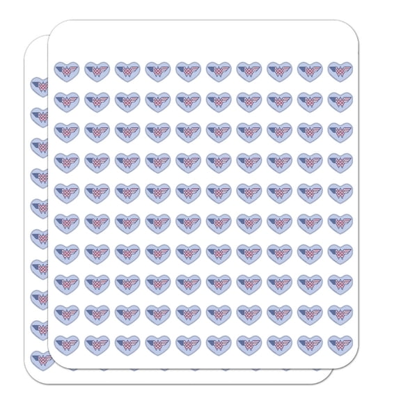 Wonder Woman USA American Flag Logo Heart Shaped Planner Calendar Scrapbook Craft Stickers