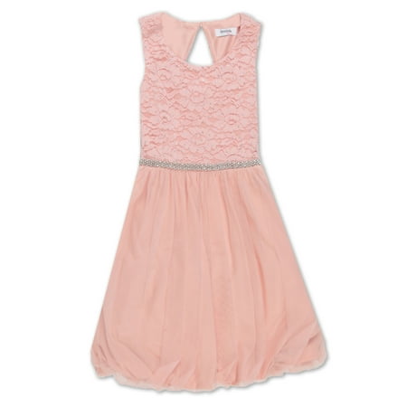 Sleeve Bubble Hem Dress - Speechless Girls' 7-16 Lace Bodice Bubble Hem Occasion Dress