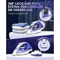 thumbnail image 2 of Cordless Iron for Clothes, 1550W 2-In-1 Cordless/Corded Steam Iron Rapid Heating, Ceramic Soleplate, 3-Way Auto-Off, Self-Cleaning, 12.85oz Water Tank Ironing Clothes for Home,, 2 of 8