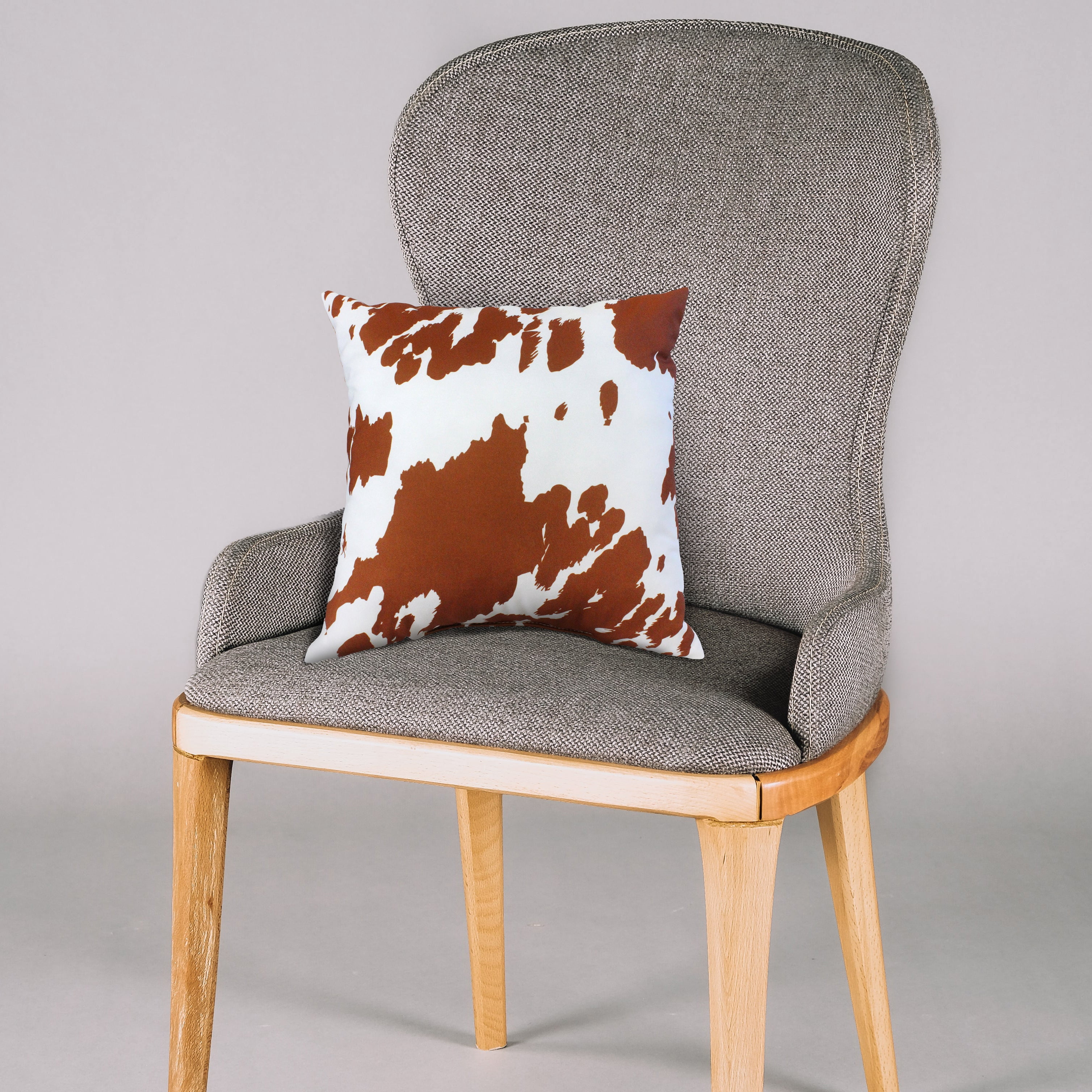 Everything Comfy Cow Print Decorative Throw Pillow, 16x16 Inch, Tan,