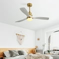 thumbnail image 3 of imerelez Indoor 52 Inch Ceiling Fan With Dimmable Led Light 6 Speed Remote Gold 3 Wood Blade Reversible DC Motor For Living Room, 3 of 8