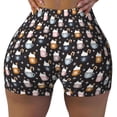thumbnail image 2 of Rateoe Snowflake Cream Hot Cocoa Printed Power Workout Shorts for Women Tummy Control Squat Proof Ribbed Thick Seamless Scrunch Active Short-Large, 2 of 8