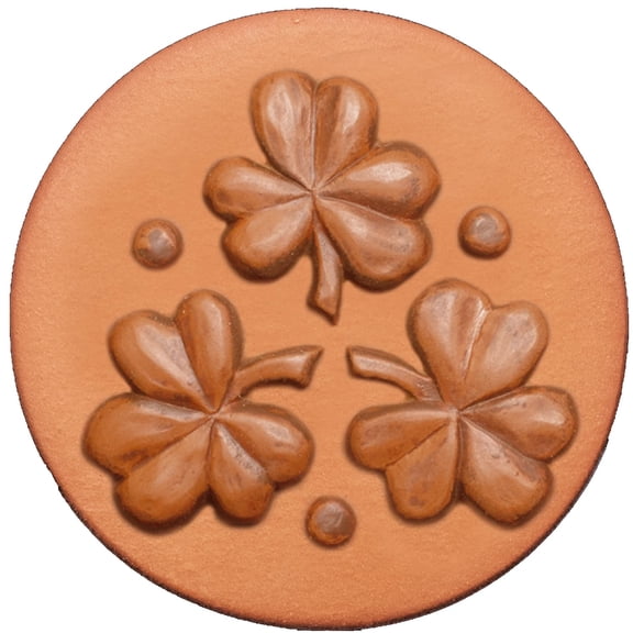 RYCRAFT 2" Round Cookie Stamp with Handle & Recipe Booklet--Triple Shamrocks
