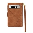 thumbnail image 5 of Allytech Zipper Wallet Case for Google Pixel Fold, Premium PU Leather Multiple Cards Sholder Cash Pocket Stand Hand Strap Protective Case Cover for Google Pixel Fold 7.6" - Brown, 5 of 8