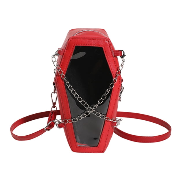 Bolso Cruzado para Mujer Con Forma Ataúd Bolso Mano PVC PU para Viajes Oficina (rojo)