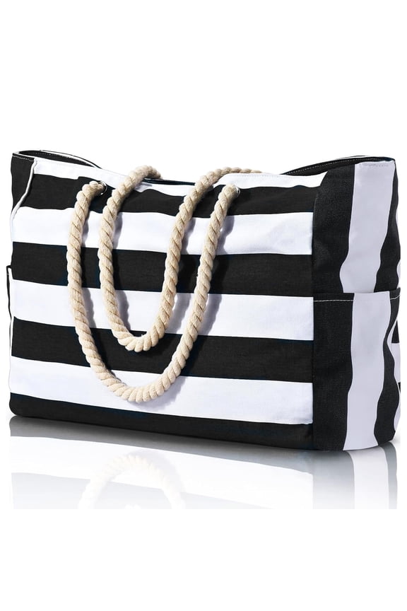 Beach Bags For Women - Large Beach Tote Bags with Zipper Waterproof Sandproof Swim Pool Beach Bag Large Tote