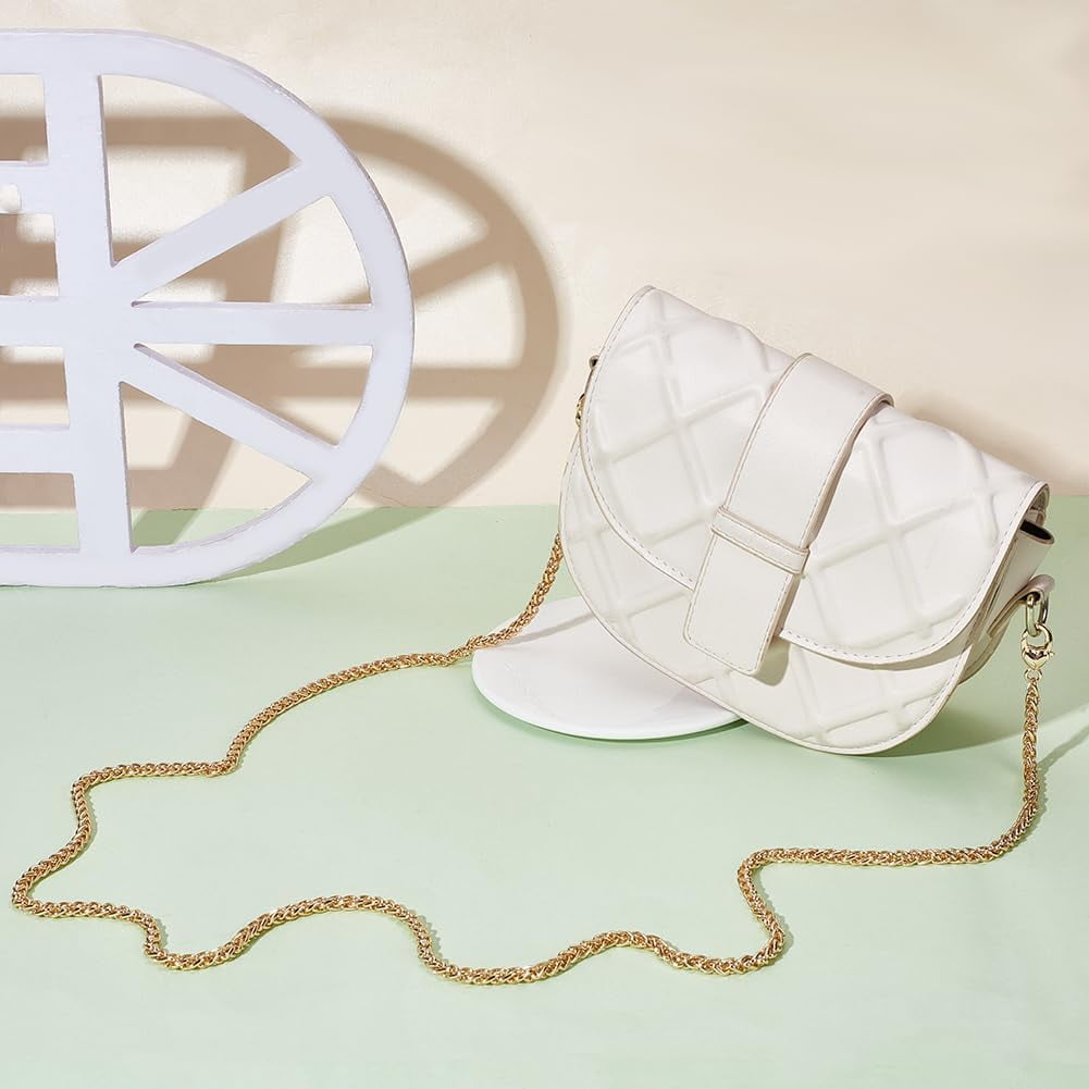 Adjustable Purse Chain Strap - 55 Inch Thin Leather & Metal Replacement Strap For Handbags, Crossbody Bags & Clutches (Silver Tone/White)