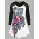 thumbnail image 1 of Camiseta Estampado Floral Color Bloque Rosegal Mangas largas de talla grande, 1 of 5