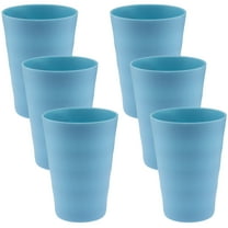 YBM Home Break-Resistant Plastic Cups 12oz, Medium Drinking Cups for Kids and Adults, Pack of 6-Blue