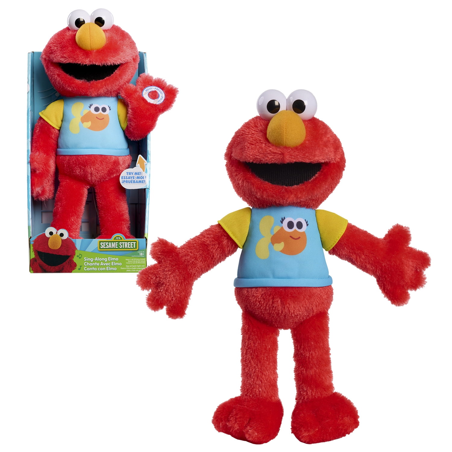Sesame Street 13-inch Sing-Along Plush Elmo Stuffed Animal, Kids Toys for Ages 18 Month by Just Play