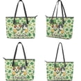 thumbnail image 3 of TSOVTHRID Shamrock Handbag and Wallet Set Green Hat Dog Cat Print Tote Bag Top Handle Handbag with Matching Leather Wallet Green Large Capacity Shoulder Satchel Purse for St. Patrick's Day, 3 of 7
