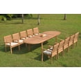thumbnail image 4 of Grade-A Teak Dining Set: 10 Seater 11 Pc: 118" Double Extension Oval Table And 10 Leveb Stacking Arm Chairs Outdoor Patio WholesaleTeak #WMDSWVm, 4 of 4