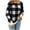 Black, variant on IROINNID Womens Sweater Round Neckline Pullover Sweater Plaid Casual Mid-Length Long Sleeve Autumn and Winter Knit Sweater
