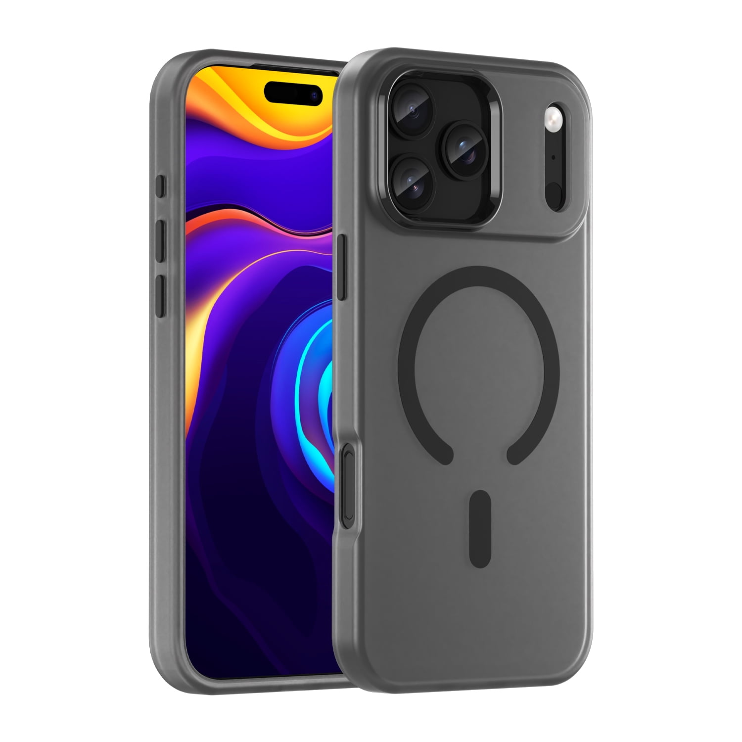 Dteck Magnetic for iPhone 17 Pro Max Case, Compatible with MagSafe Accessory Shockproof Drop Protection Slim Translucent Matte with Anti-Fingerprint Phone Case, Black