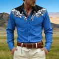 thumbnail image 4 of HXWCHs Western Heritage Long Sleeve Casual Shirt Festive Print Button Front Durable Easy Care top for Men XXXL Blue, 4 of 4