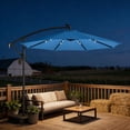 thumbnail image 5 of 116In Cantilever Patio Umbrella Solar LED Lake Blue UPF30+ Polyester Shade Adjustable Crank Lift Cross Base Sandbag 99Lbs Fillable Outdoor Pool Deck Protective Cover 8 Ribs Steel Pole Easy Assembly, 5 of 7