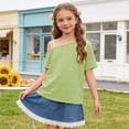 thumbnail image 6 of RRMuAzgs Girls T Shirts One Shoulder Short Sleeve Casual Kids Blouse Summer Vacation Loose Casual Tees Tops, 6 of 9