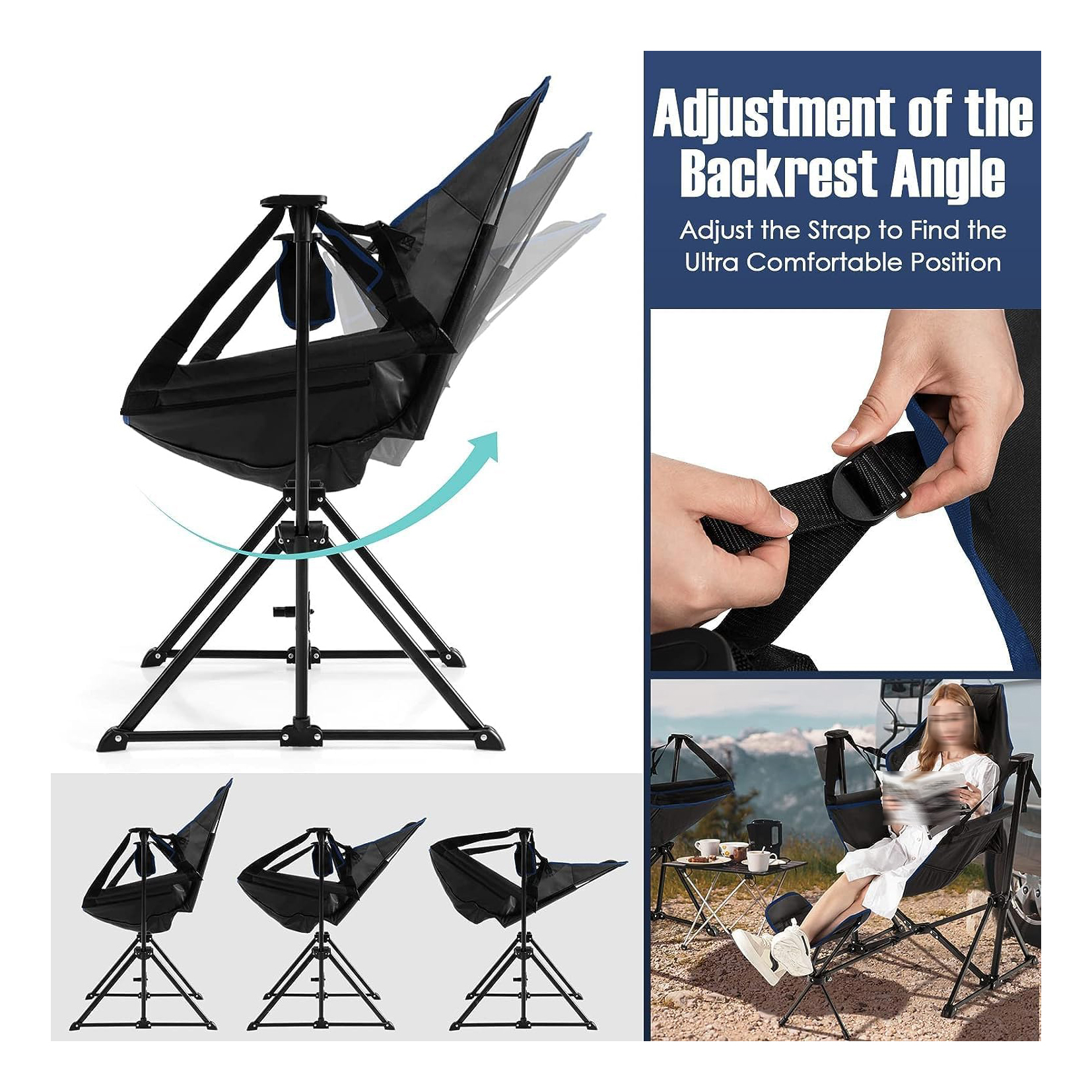 Hammock Camping Chair, Outdoor Folding Swinging Chair with Cozy Head ...