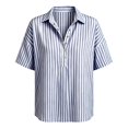 thumbnail image 5 of Womens Cotton Linen Gauze Tops Summer Button Down V Neck Half Sleeve Shirts Dressy Casual Clothes Striped Blouses Loose Boho Blouses Collared Fitted Tops Summer Business Outfits Linen Tunic Tops, 5 of 8