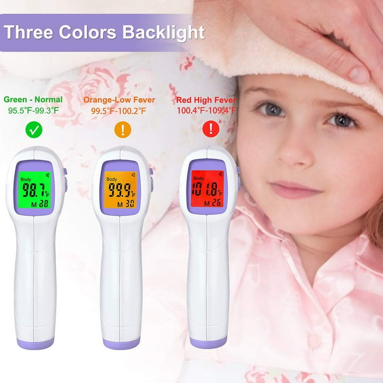 1pcs Thermometer Gun for Adults Kids Baby Children Body , No Touch Infrared  Forehead Thermometer for Fever, Medical IR Digital Body Thermometer,Pink