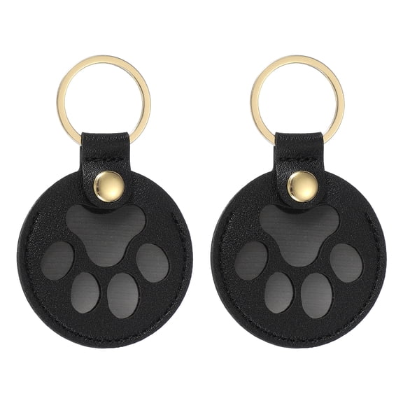 Uxcell Pet Hair Keychain, Cat Paw Shaped Keychain Dog Hair Memorial Gift Keyring Leather Key Holder PU Leather, (Black, 2 Pcs), Intended for Collecting Pet Hair/Memory Charm