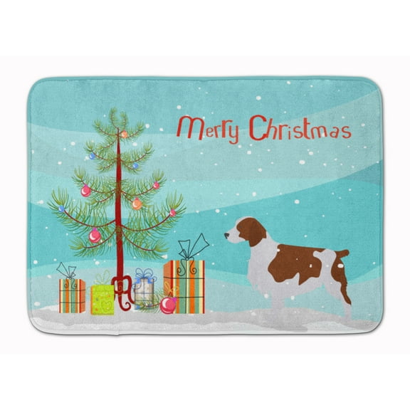 Welsh Springer Spaniel Merry Christmas Tree Machine Washable Memory Foam Mat