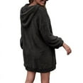 thumbnail image 3 of Women's Quarter Zipper Long Sherpa Hoodie Pullover Fuzzy Fleece Sweatshirt Dresses Warm Tunic Tops, 3 of 4