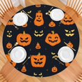thumbnail image 2 of Halloween Themed Stretch Fit Round Tablecloth for 44 Inch Table - Elastic Edge Ensures Perfect Fit for Dining Kitchen, 2 of 6